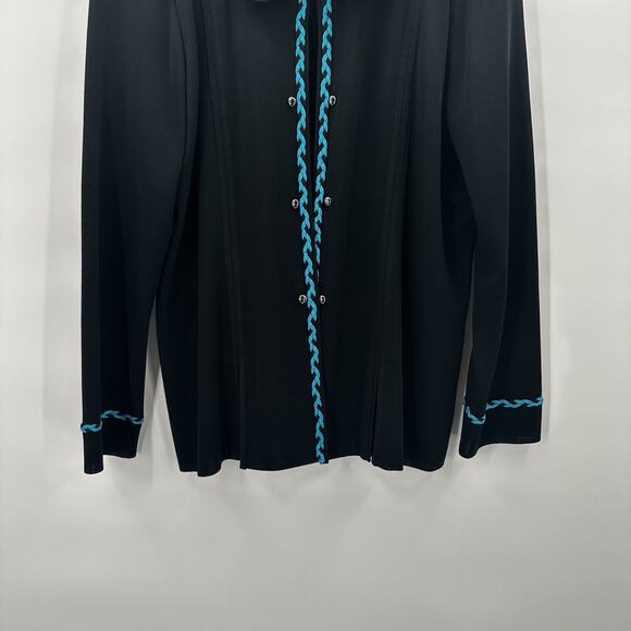 Ming Wang Blazer Womens XL Black Slinky Sweater Career Office Slinky - Picture 2 of 12